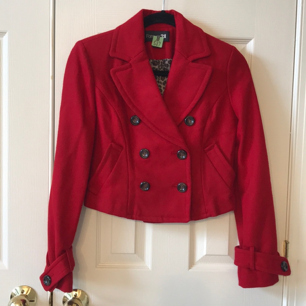 Gorgeous Red Double Breasted Wool Blend Jacket